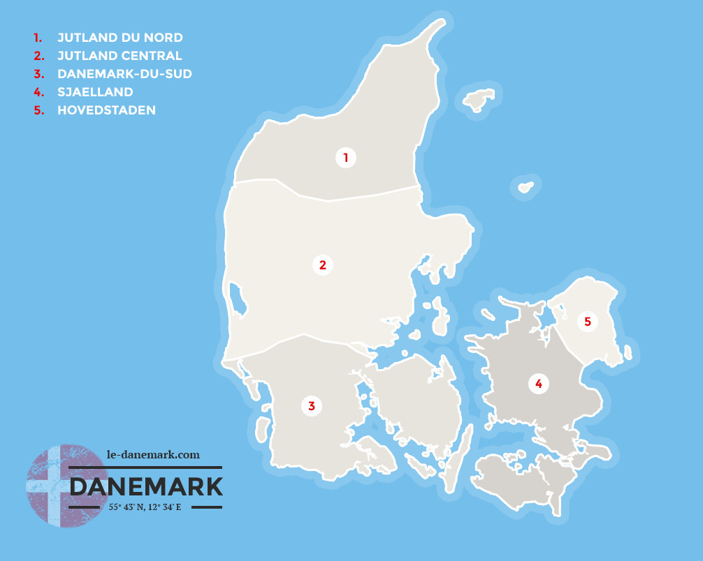 Carte des régions du Danemark