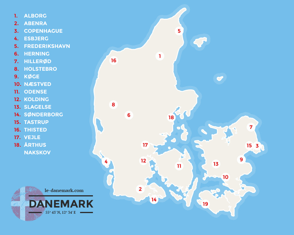 Carte grandes ville du Danemark